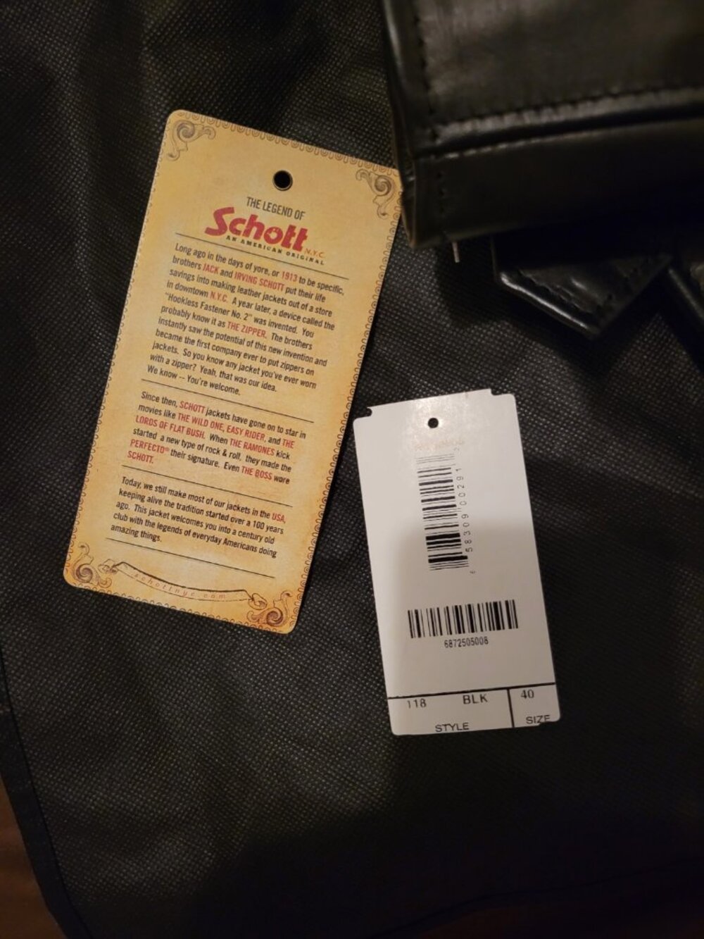 SCHOTT NYC 118 Motorcycle Leather Jacket Men size 40 Brand New - Picture 3 of 6